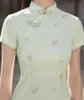 Etnik Giyim Seksi Kelebek Çiçek Nakış Şifon Mini Cheongsam Zarif Retro Kadınlar El Yapımı Düğmeleri Qipao Çin Günlük Elbise
