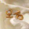Urok Koreańskie kolczyki geometryczne dla kobiet Kpop ze stali nierdzewnej złoto Plane proste akcesoria Trendy biżuteria prezent J230817