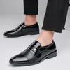 Dress Shoes Luxury Black Leather Men Shoes for Wedding Formal Oxfords Plus Size 38-48 Business Casual Office Work Shoes Slip On Dress Shoes 230816