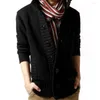 Men's Sweaters Chic Sweater Coat Fashionable Buttons Closure Men Knitted Cardigan Solid Color Skin-Friendly For Home