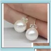 Stud S925 Sier Plated 6mm 8mm 10mm Imitation Pearl Ball örhängen Womens Fashion Jewelry Party ED029 Drop Delivery DHWP7 DHQND