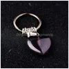 Key Rings Natural Stone Quartz Heart Shape Pendants For Women Girls Gift Fashion Jewelry Accessories Drop Delivery Dhwft