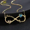 Chokers personalizados Infinity Loop Nome Colar Heart Birthstone Aço inoxidável colares com revestimento de placas personalizadas do presente personalizado Mulheres 230817