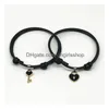 Bedelarmbanden paar trendy armband voor vriendslot sleutel ontwerp zwart kleur touw groothandel sieraden 2 pc's set drop levering dh13r
