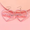 Charm Pink Love-shaped Barbie Earrings Kawaii Barbie Letter Acrylic Pendant Jewelry for Women Girls Cute Cosplay Jewelry Accessories J0817