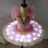 Scena zużycie baletu tutu światło LED Lake Balerina Pancake Dziewczyna dla dzieci dorosłe dziecko sukienka dla dzieci kostium tańca