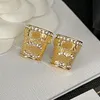 20 Styles Designer Copper Material Charm Stud Gold Sier Geplaatste merkbrief Crystal Earring Ear Loop Drop Fashion Wedding Sieraden Gift