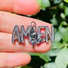 Charms 5pcs Bling Pray Hand Amen Word Charm For Women Bracelet Making Zirconia Pave Religious Pendant Necklace Handcraft Jewelry Supply