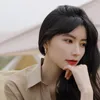 フープイヤリング韓国デザインファッションジュエリーメッキラウンドジルコンクロスエレガントな女性の毎日