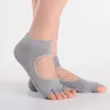 Meias de ioga de algodão esportes de ioga com cinco dedos colados no fundo sem deslizar as meias femininas sem arremesso de bico traseiro