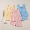 Mädchenkleider Baby Girls Outfits Kleidung Sommer Baumwollhändler Weste Kleider Shorts Shirt Anzüge Mode Top+Hosen Sets 2pcs 0-4T M R230816