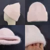 Beanieskull Caps Womens Hat Winter Beanie Real Rabbit Fur Bonnet Hats for Women Solid Skullies編集雌230816