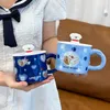 최신 14.5oz 귀여운 곰 세라믹 마크 컵 커피 커피 머그 숟가락으로 많은 스타일이 모든 로고를 사용자 정의하도록 선택합니다.