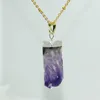 Pendant Necklaces Gold Plated Raw Quartz Geode Druzy Necklace Women Faceted Column Purple Natural Crystal Stone For