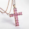 Pendant Necklaces New Fashion Necklaces Female Pendants Gold Multi Color Crystal Jesus Cross Pendant for Women Necklace Party Leisure Time Jewelry J230817