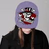 Basker hiphop unisex beanie hatt y2k flickor harajuku stil po props mångsidig skalle mönster för höst och vinter