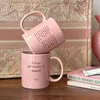 Mugs Lovely I Like Strawberries Very Much! Korean Ceramic Coffee Cup Pink Letter Breakfast Milk Home Office Drink Girl Gift