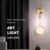 Lámpara de pared cobre luz nórdica de lujo dormitorio led estrellado en la cama moderna bulbo de televisión minimalista