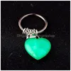 Key Rings Natural Stone Quartz Heart Shape Pendants For Women Girls Gift Fashion Jewelry Accessories Drop Delivery Dhwft