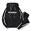 Herren Tracksuits Frühling Herbst Casual Men Sets Waffel Lose Tracksuit Herren Kleidung 2023 Kapuzenportesportbrief bedruckt Hoodie 2 Stücke