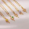 Hangende kettingen 316L roestvrij staal traanbloem bloem zirkon ketting voor vrouwen goud kleur sieraden cadeau accessorie groothandel