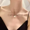 Pendant Necklaces 925 SterlSilver Double-Layer Geometric Necklace Female Round Bead Simple Fashion Clavicle Chain Party Birthday Jewelry J230817