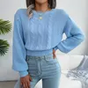 Swetery kobiet 2023 Casual Twist Lantern Sleeve Krótki talia SWEAT SWEAT AUTN Zimowa długa top na 23792