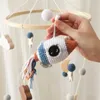 Baby Wood Bed Bell Toys Rainbow Rocket Rattles Hanging Pendant Newborn Toys Crib Bracket Education Montessori Toys HKD230817