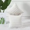 Corduroy dekorativ kast kudde täcker 18x18 tum mjuk boho randiga kuddfodral kudde kudde heminredning för modern bondgård soffa vardagsrum soffa säng