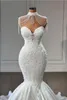 Vintage High Neck Meerjungfrau Brautkleider applizierte Spitze Schatz Braut Kleider Vestidos de Novia Robe