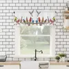 Curtain Animal Bird Twig Leaves Short Curtains Kitchen Cafe Wine Cabinet Door Window Small Wardrobe Home Decor Drapes