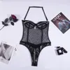 Sexy Set Mirabelle sinnliche PU Leder -Body -Bodysuit Frauen Spitze exotische Kostüme sexy hohlauslöschte Neckholder Fishnet Bodycon Dessous Reißverschluss Körper 230817