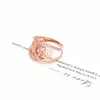 Anelli a grappolo placcati 14k rosa in oro rosa geometrica svuoto fiore per donna fascino classico banchetto 585 gioielli viola