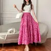 Skirts Elegant Floral Large Skirt Hemline Long For Women Spring Summer Simple High Waist Slimming Fashion Clothing