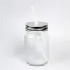 Sublimação Drinkware 16oz em branco Clear Fosted Mason Jars com alça para amantes DIY Parede dupla 430ml Canecas de vidro transferência de calor impressão uvjt