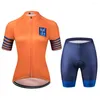 Ensemble de course Kafiwomen's Bike Blouses Orange Summer Cycling Clotling Set Ropa Ciclismo