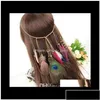 Opaska na głowę 40pclot DIY Proste MTI Bohemian Style Tassel Opaski na głowę Peacock Feathers Stylowe opaski