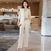 Dames tweedelige broek Black Women Pak in 2023 Elegante halve mouwblazer en brede been Kantoor Lady Business Formal 2 Pieces Sets