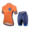 Ensemble de course Kafiwomen's Bike Blouses Orange Summer Cycling Clotling Set Ropa Ciclismo