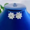 Charm Ewya 100 Real S925 Sterling Silver Floral Zirkon Stud Earring Hoge koolstof Diamant oorbuien Fijne sieraden Gift 230817