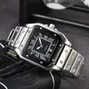ステンレススチールストラップクォーツメンのための腕時計ビジネス腕時計長​​方形の軍事多機能高級時計防水カジュアル時計43mmクリスマスギフト