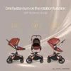 Strollers# Baby Stroller 3 In 1 leather baby Carriage with Car Seat travel foldable Newborn strollers for baby and pram luxury R230817
