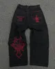 Jeans masculinos Y2K Mens Hip Hop Retro Bordado de Bordado Lavado Pants Denim Straight Casual Longo Larra larga Streetwear 230816