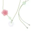 Hangende kettingen 2023 Niche zelfgemaakte nationale trend kralen Lucky All-matched roze bloemen ketting retro wax touw