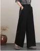 Frauenhose Plus Größe Frauen Baumwolle Leinen Mode gerade Breite Beine Design gute Qualität in voller Länge Lady Hosen Long