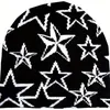 BeanieSkull Caps Goth Pentagram Beanie Caps Y2K Star Jacquard lavorato a maglia caldo Hip Hop unisex elastico cappello lavorato a maglia berretto con teschio per donna uomo 230816