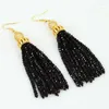 Dangle Earrings Bohemia White Cz Pure Gold Color Crown Beads Connector Charms Black Green Wine Red Pink Tassel For Women