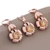 Halsbandörhängen Set Trend 585 Rose Gold Color Champagne Natural Zircon Big Earring High Quality Luxury Elegant Women Daily Jewelry