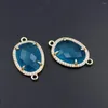 Pendanthalsband 10st CZ Paled Natural Jade Stone Connectors Pendants Blue Purple Red Colors Double Hole Linkers Charms