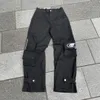 Women's Pants s Y2K Black Retro Skull Printing Cargo Harajuku Streetwear Multiple Pockets Wide Leg Straight Trouser Loose Jeans 230816